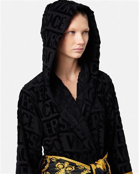 versace bathrobe with hood|I ♡ Baroque Short Bathrobe Black .